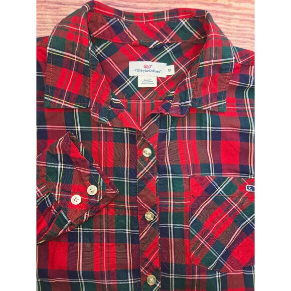 Vineyard Vines Womens Red Plaid Long Sleeve Shirt 10 - Picture 4 of 7